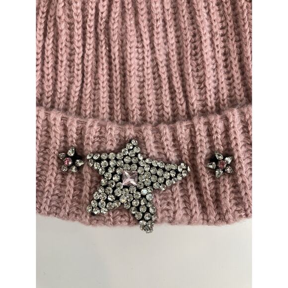 Victoria’s Secret Pink Faux Fur Puff Ball Beanie With Rhinestone Star Detail - Picture 2 of 8
